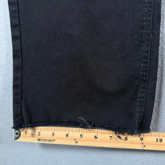 OAT New York Black High Rise Wide Leg Raw Hem Pants P0004-SJMX Size 2/26 - Picture 7 of 15